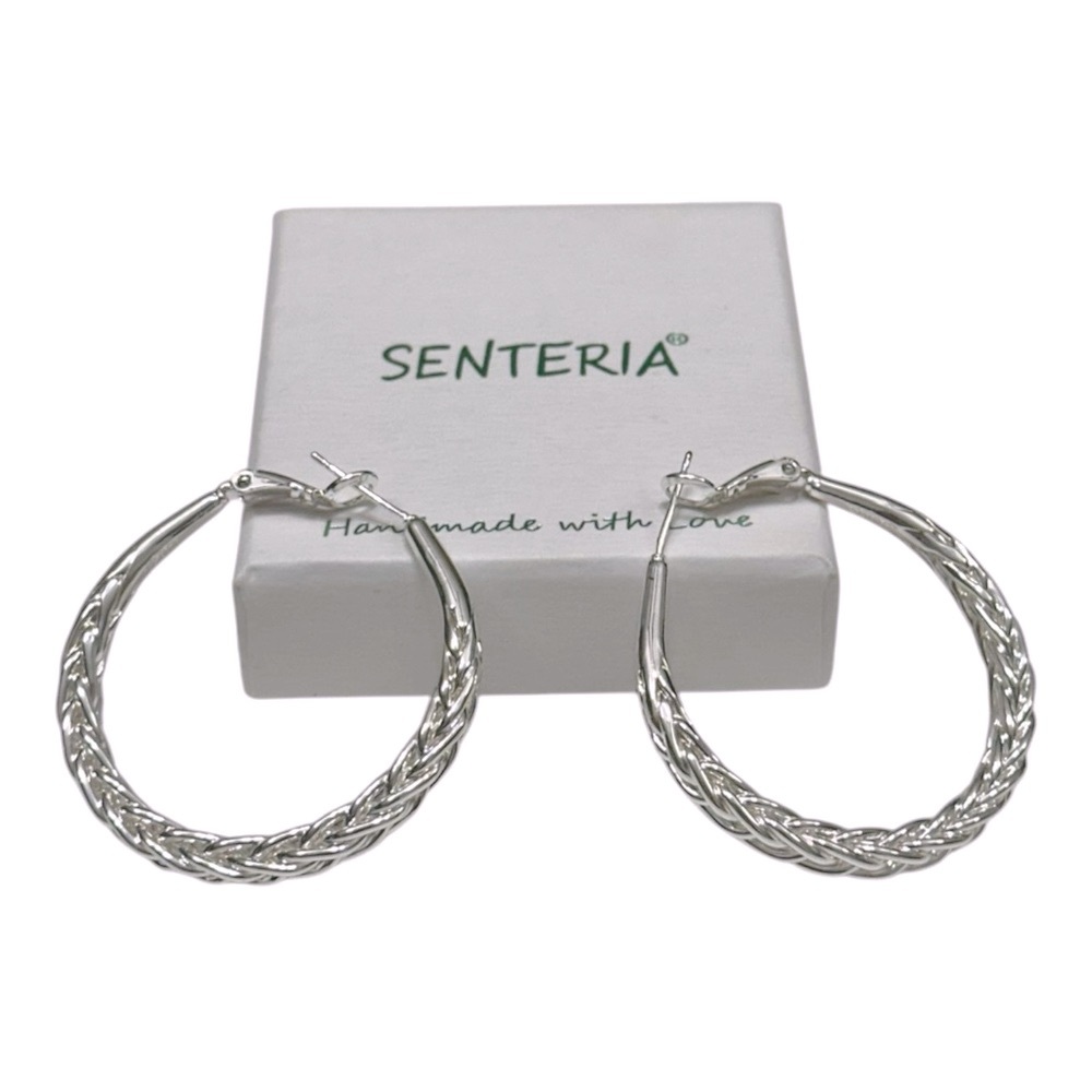 Santeria Braided Silver Hoop Earrings